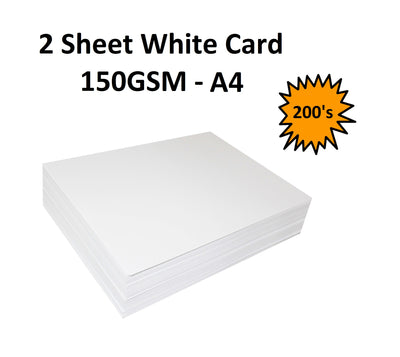 A4 - 2 Sheet White Card 150gsm 200's