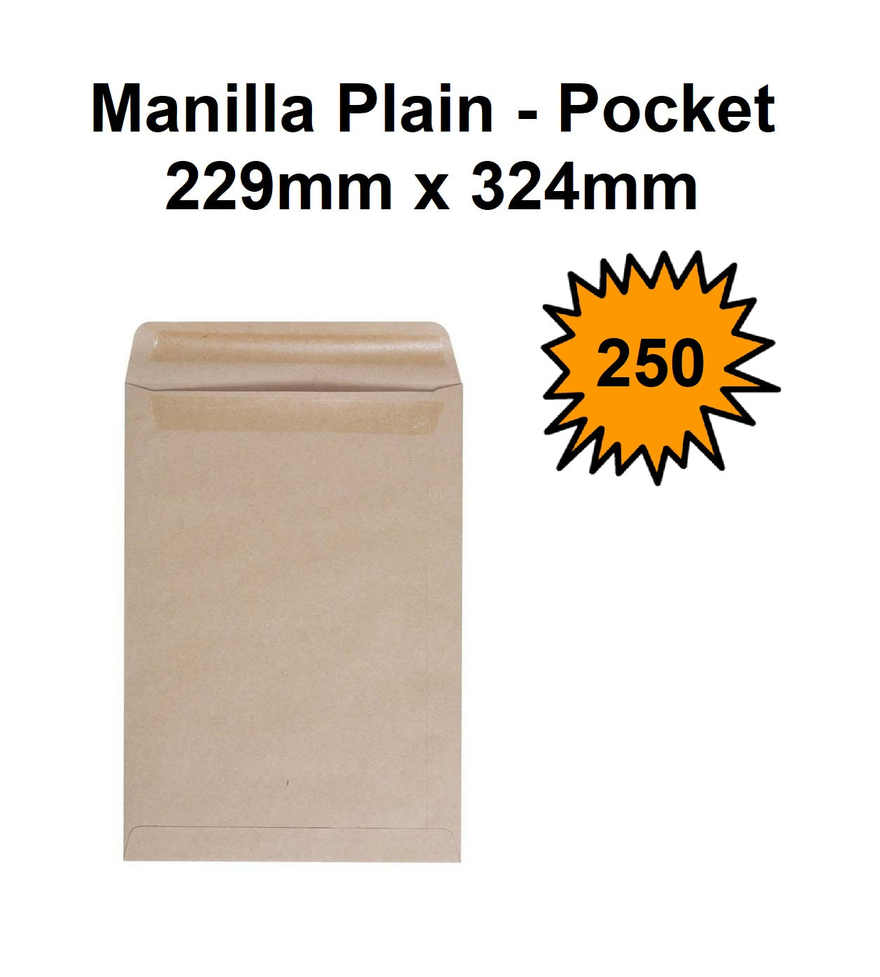 C4 Envelopes (E31) - Manilla Plain Pocket - Box of 250