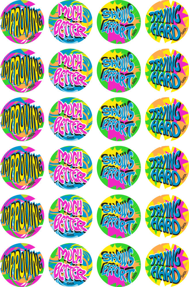 Encouragement - Fluoro Merit Stickers (Pack of 96)