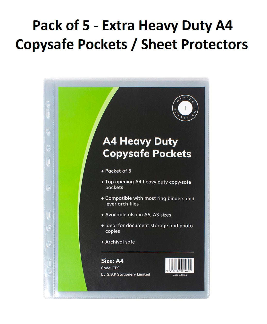 Pack of 5 - Extra Heavy Duty A4 Copysafe Pockets / Sheet Protectors