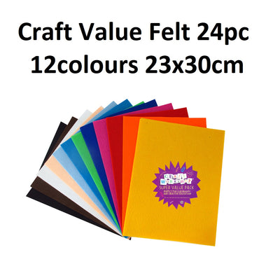 Felt Sheets - Pack of 24 (12 colours)