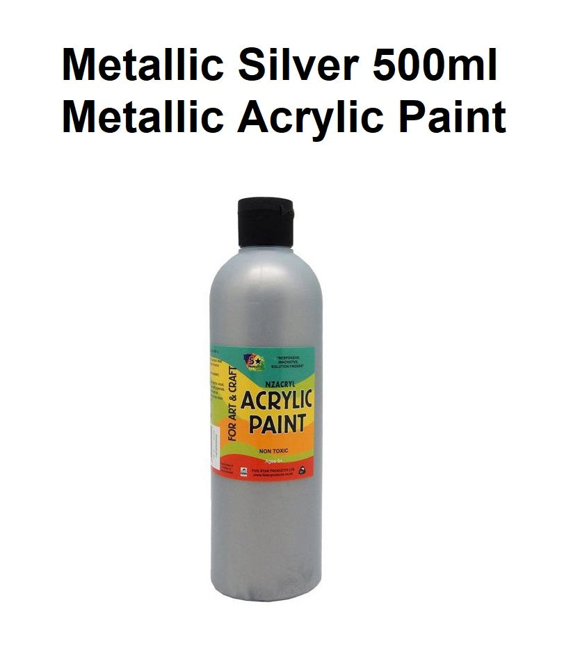 Metallic Silver 500mL - Metallic Acrylic Paint