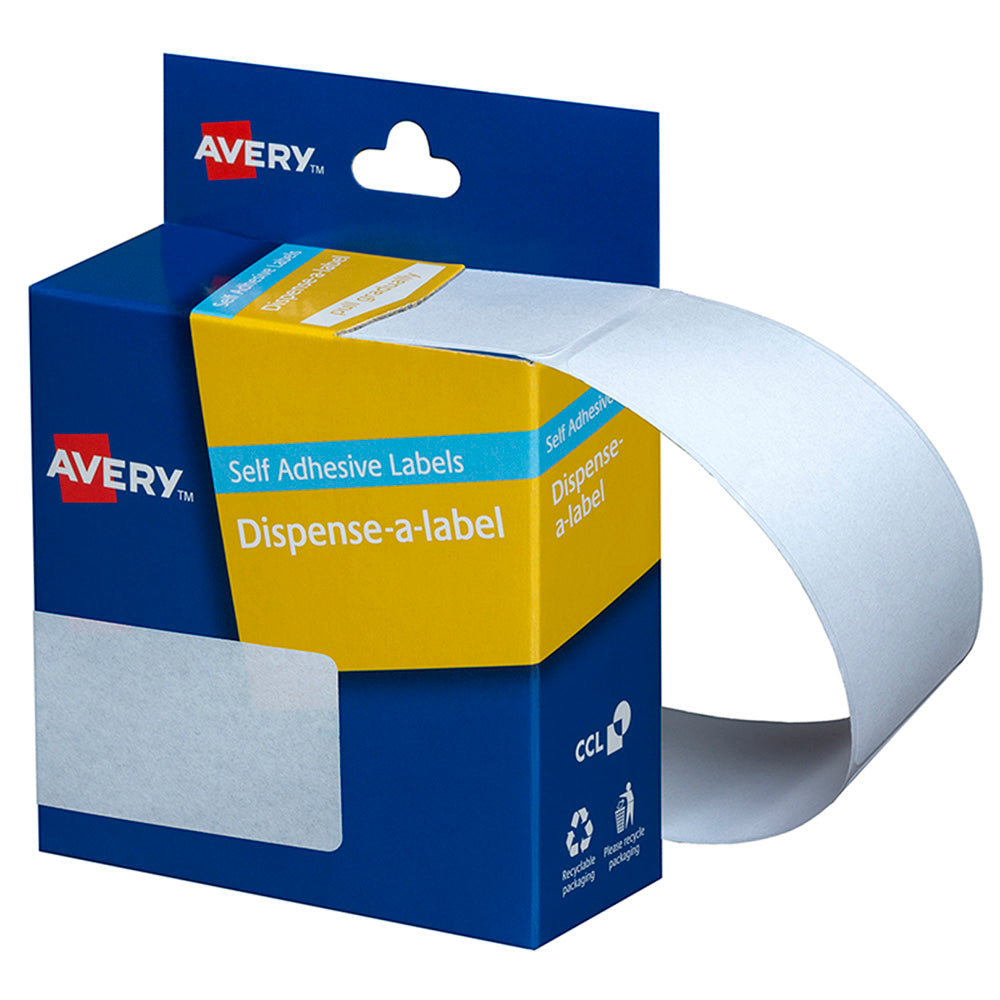 76 x 27mm - White Rectangle Labels Dispenser - 180's