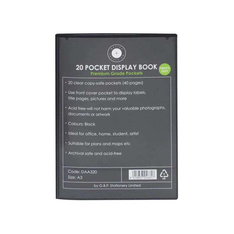 Black - A3 Clearfile 20 Page with Insert Front Cover