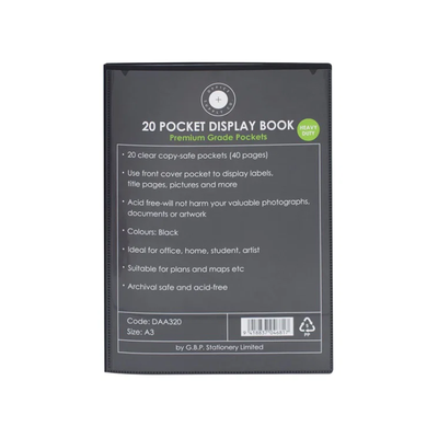 Black - A3 Clearfile 20 Page with Insert Front Cover