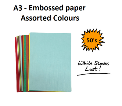 Embossed Coloured Paper A3 50's Asst