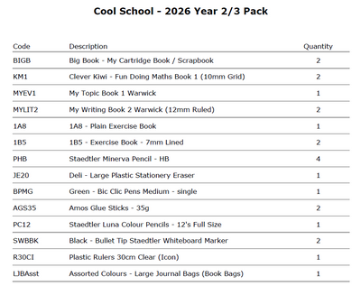 Cool School - 2026 Year 2/3 Pack