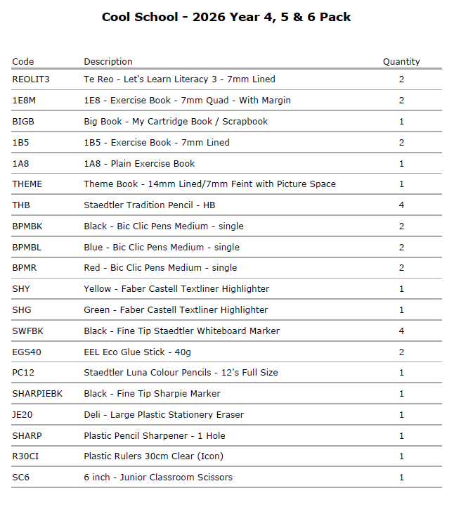 Cool School - 2026 Year 4, 5 & 6 Pack