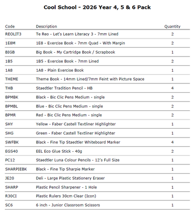 Cool School - 2026 Year 4, 5 & 6 Pack