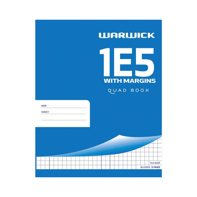 1E5 -  Exercise Book - 7mm Quad - With Margin (Warwick)