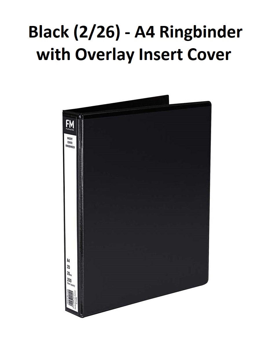 Black (2/26) - A4 Ringbinder with Overlay Insert Cover