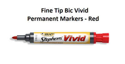 Red - Fine Tip Bic Vivid Permanent Markers