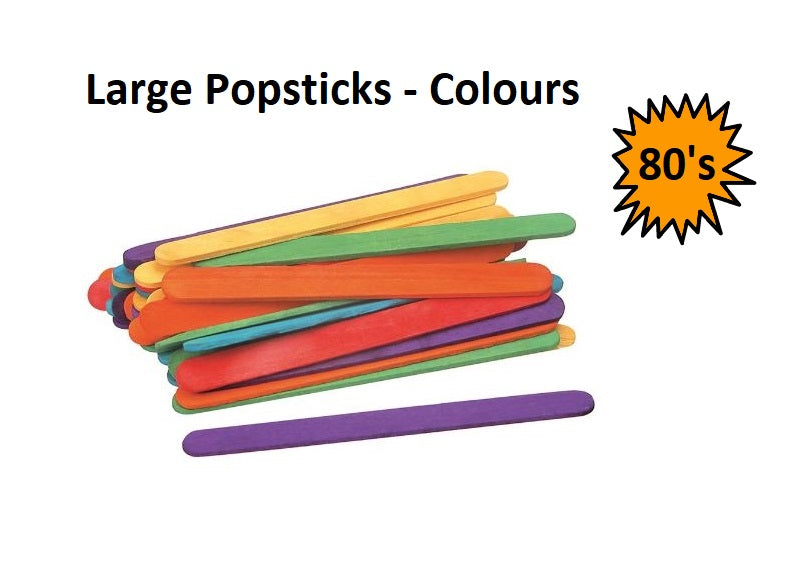 Large Popsticks - Coloured - 80pcs