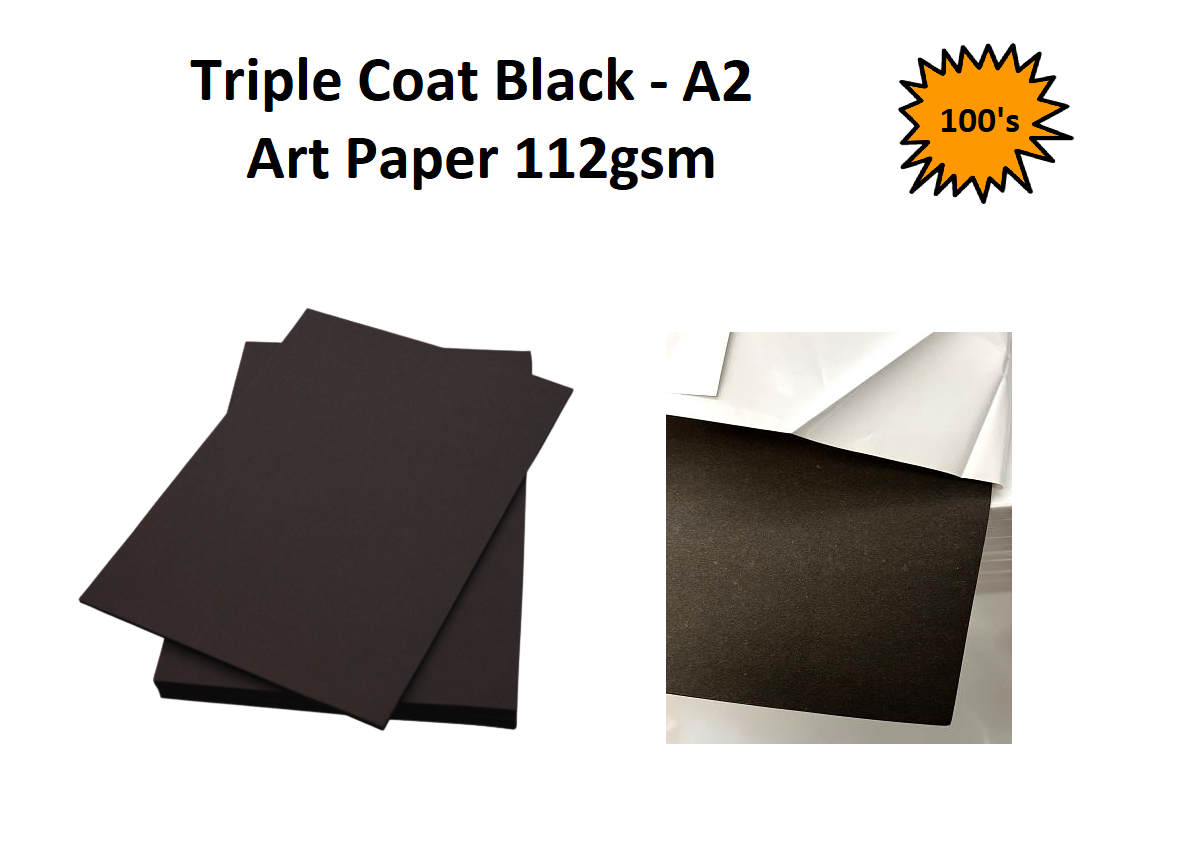 A2 - Triple Coat Black Art Paper 112gsm 100's