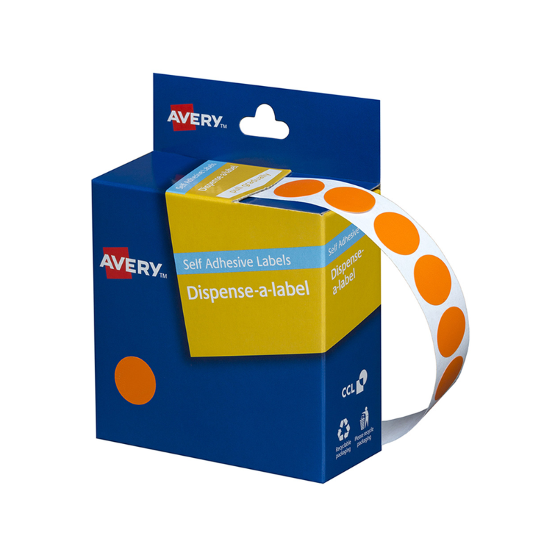 Orange 14mm - Coloured Dots Label Dispenser