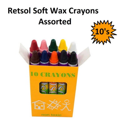 Retsol Soft Wax Crayons - Assorted 10's