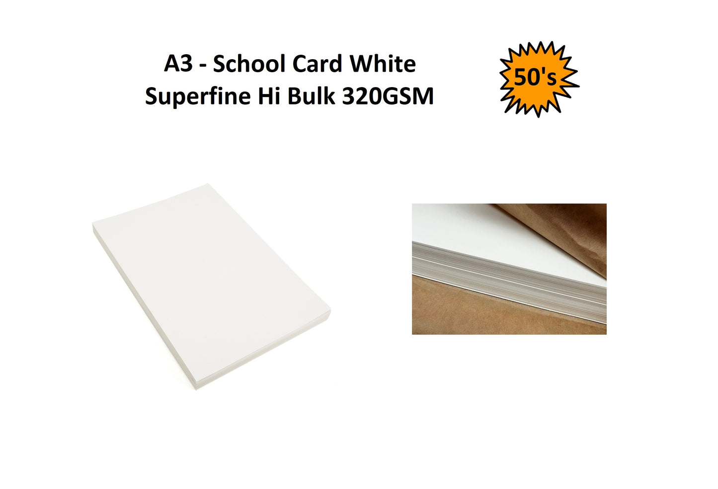 School Card - A3 White 50's 320gsm