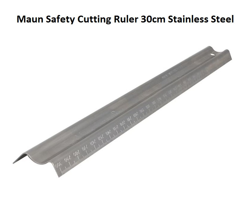 Maun Safety Cutting Ruler 30cm Stainless Steel Educational Essentials Ltd maun-safety-cutting-ruler-30cm-stainless-steel-educational-essentials-ltd
