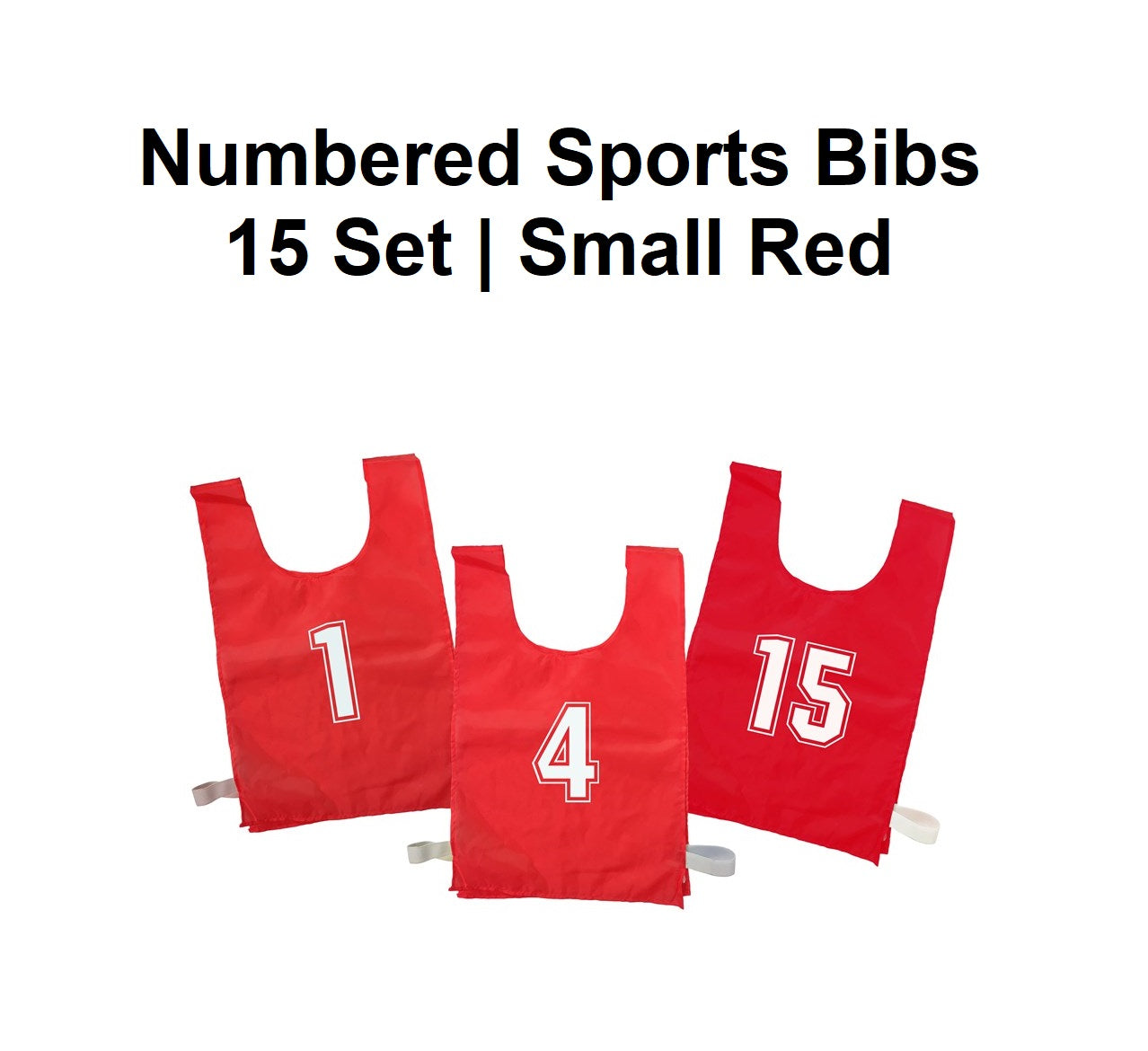 Numbered Sports Bibs - 15 Set | Small Red