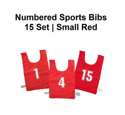 Numbered Sports Bibs - 15 Set | Small Red