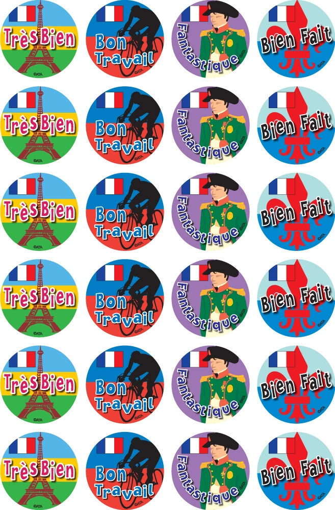 French - Language Merit Stickers (Pack of 96)