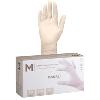 Size XS - Latex Gloves (Powder free) Box of 100