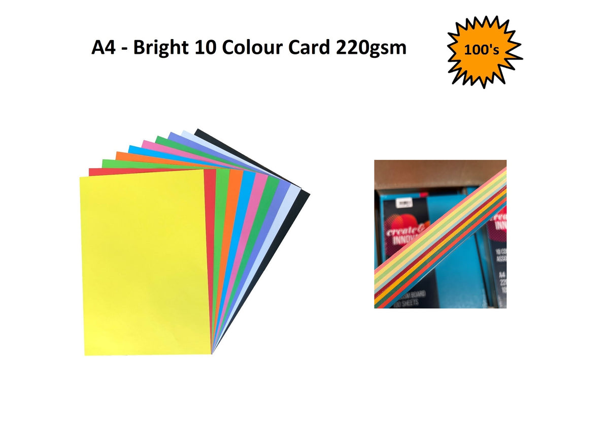 Color Card File A4 - Bright 10 Colour Card 220gsm - 100's – Educational Essentials Ltd