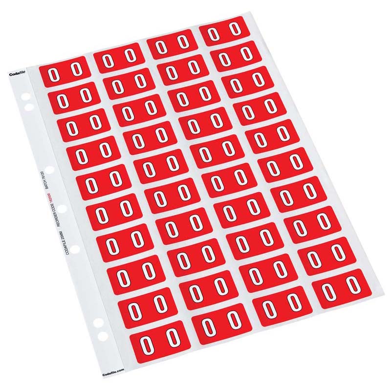 0 - Codafile Labels 25mm - Pack of 5 Sheets