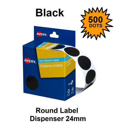 Black 24mm - Coloured Dots Label Dispenser