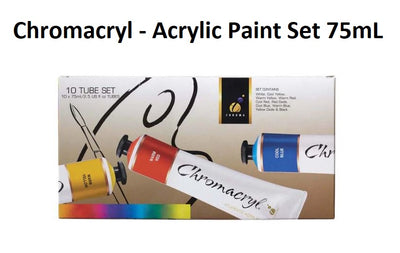Chromacryl Acrylic Paint Set 75mL (Set of 10)