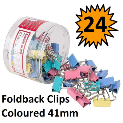 Foldback Clips 41mm - Tub of 24 Coloured