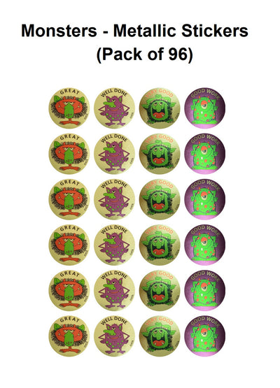 Monsters - Metallic Merit Stickers (Pack of 96)