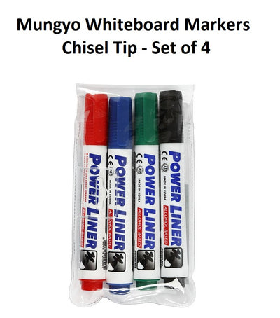 Set of 4 - Chisel Tip Mungyo Whiteboard Markers
