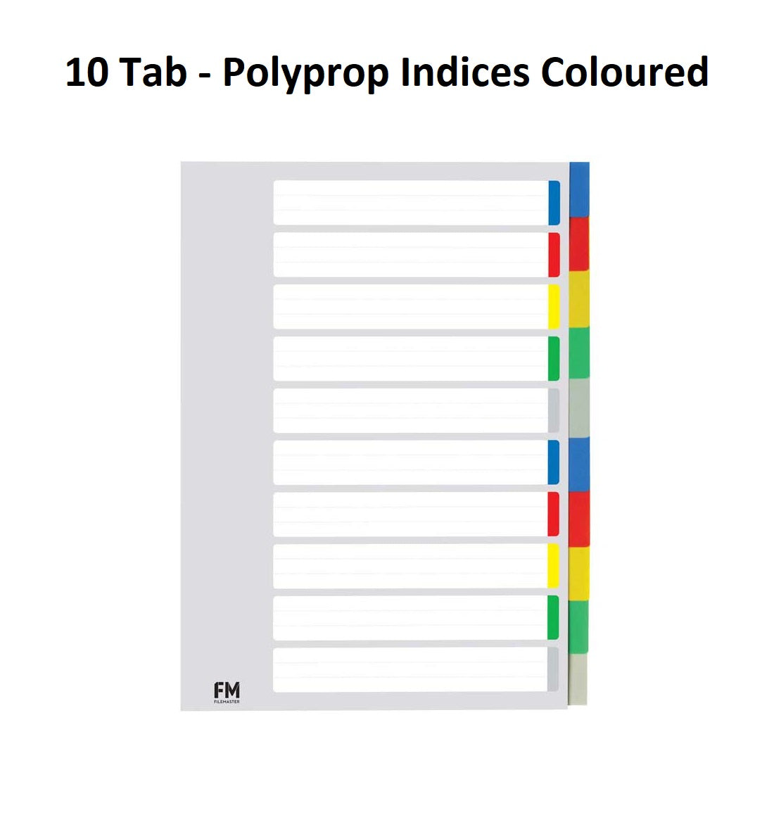 10 Tab - Polyprop Indices Coloured
