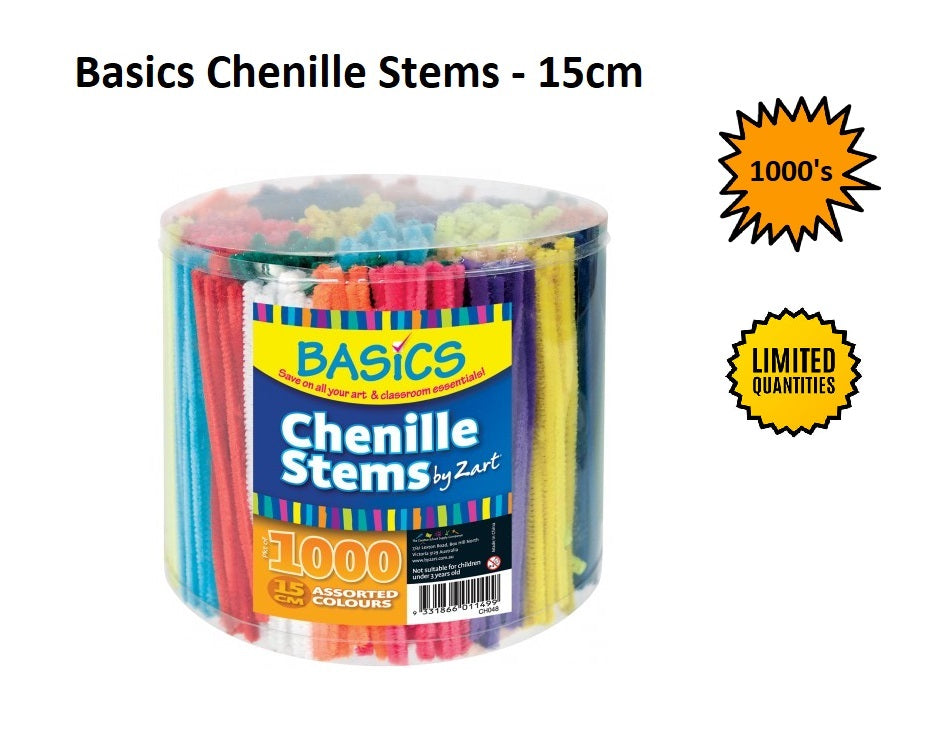 Pipe Cleaners - Basics Assorted 15cm (1000pcs)