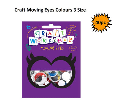 Wiggle Eyes - Coloured with Lashes Asst Size (40pcs)