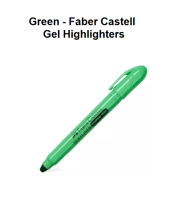 Faber Castell Gel Highlighters - Green - each
