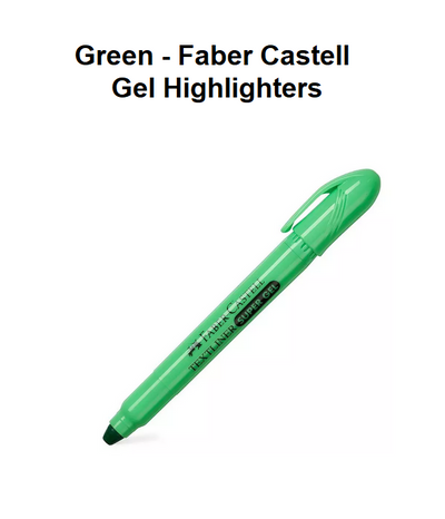 Faber Castell Gel Highlighters - Green - each