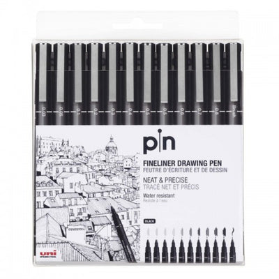 Uni Pin Fineliner Pens - Set of 12