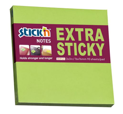 Neon Green - Stick On Note Pad (76x76mm, 100 sheets)