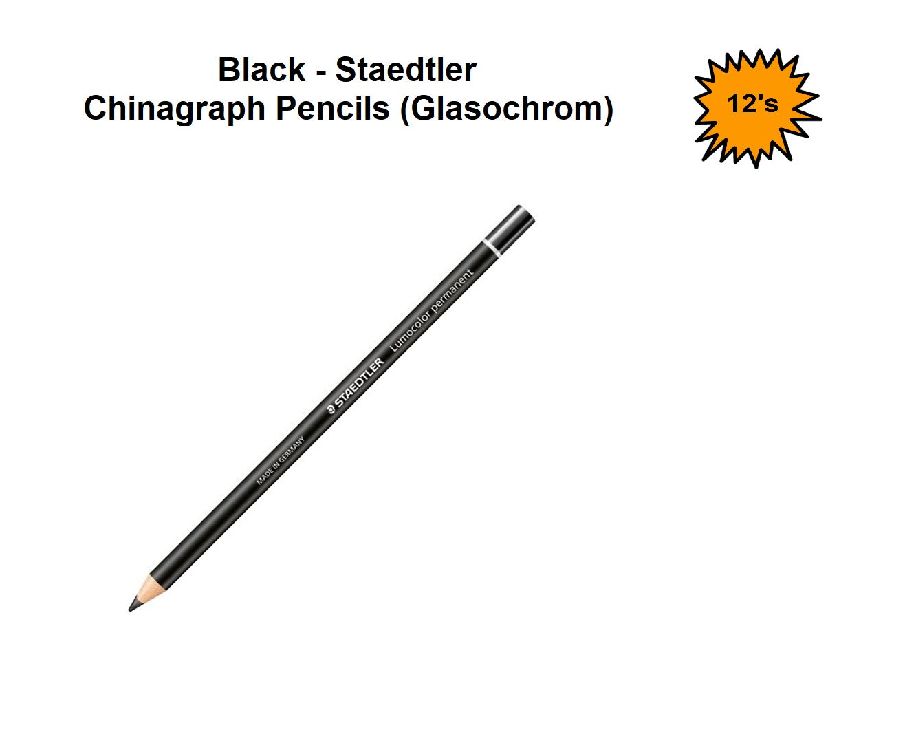 Black 12's - Staedtler Chinagraph Pencils (Glasochrom)