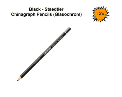 Black 12's - Staedtler Chinagraph Pencils (Glasochrom)