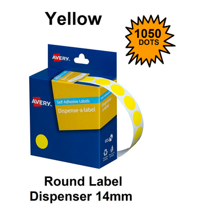 Yellow 14mm - Coloured Dots Label Dispenser