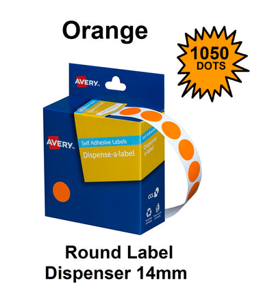 Orange 14mm - Coloured Dots Label Dispenser