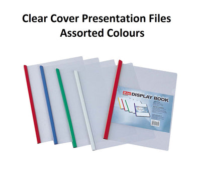 Clear Cover Presentation Files - Pack of 5 Assorted Colours