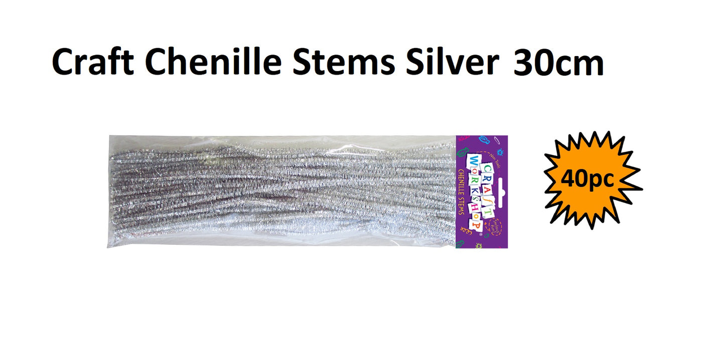 Pipe Cleaners - Silver 30cm (40pcs)