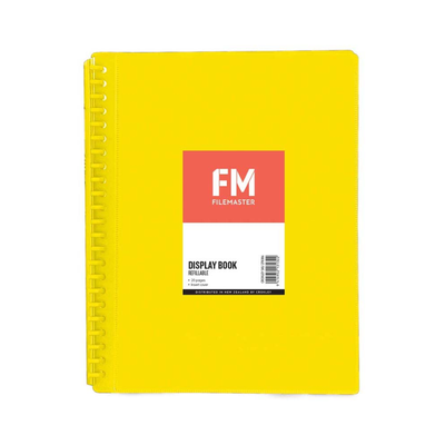Yellow - A4 Refillable Clearfile 20 Pocket with Insert Front Cover