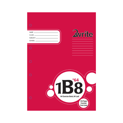 1B8 - Exercise Book - 7mm Lined (Punched 64 leaf)
