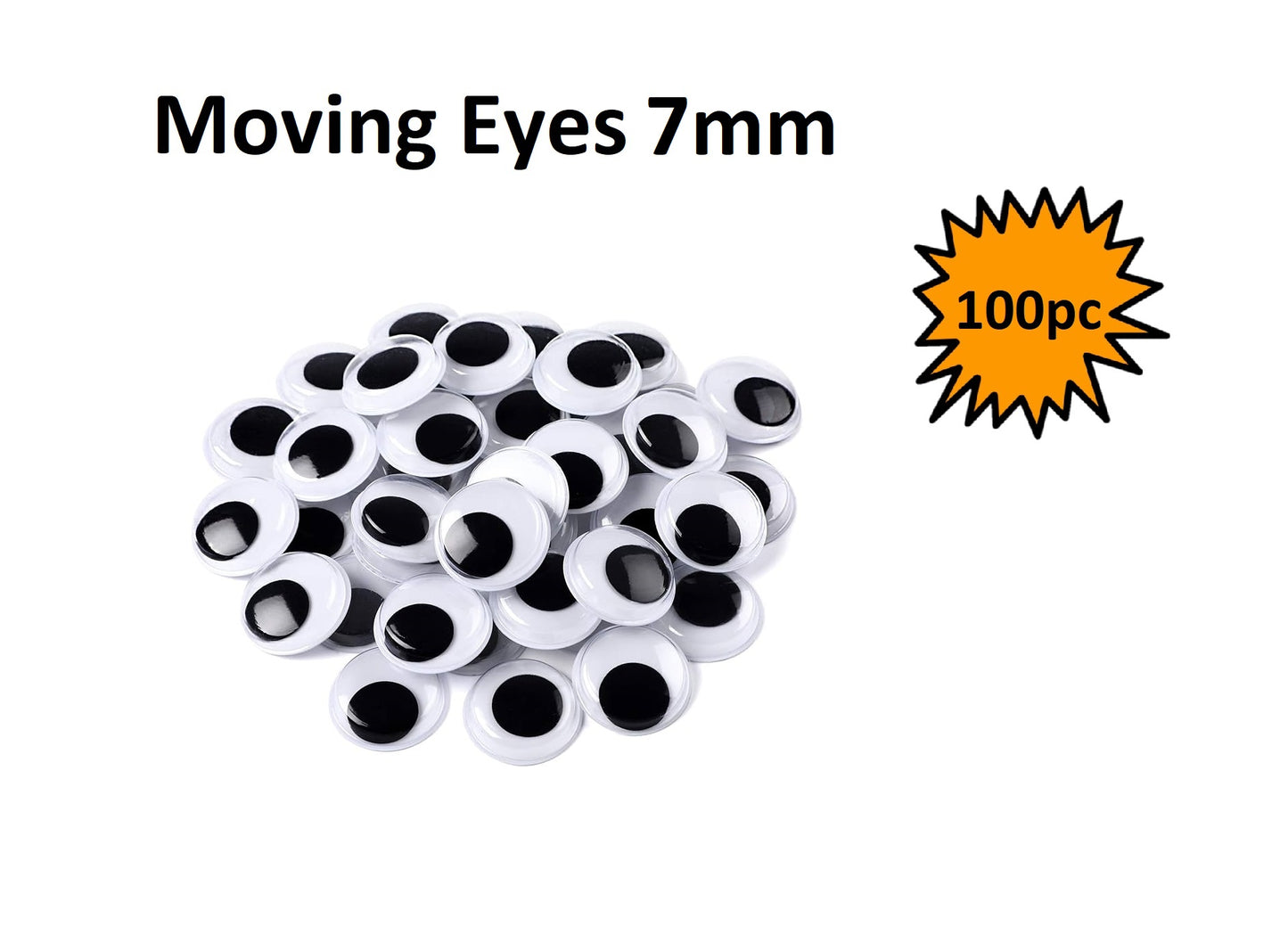 Wiggle Eyes - Black and White 7mm (100pcs)