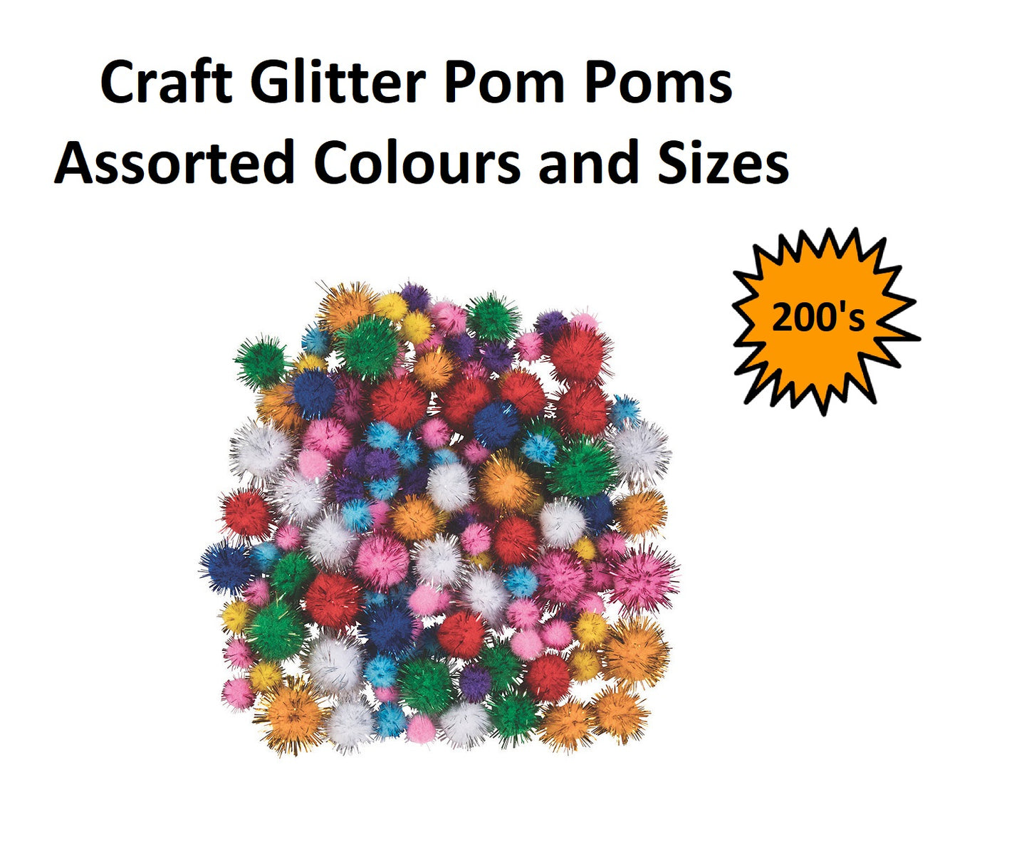 Pom Poms - Glitter - 200pcs